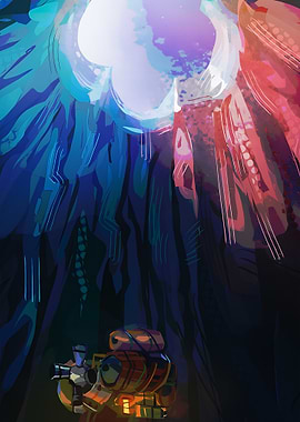 Adventurer in a glowing cave