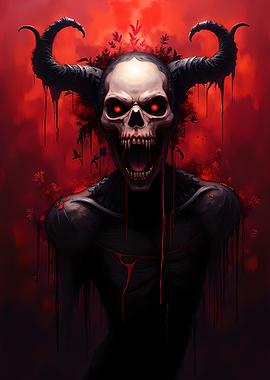 Demonic Skull Creature with Horns