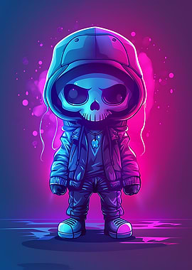 Neon Skull Hoodie Character
