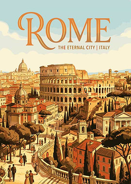 Vintage Rome Travel Poster