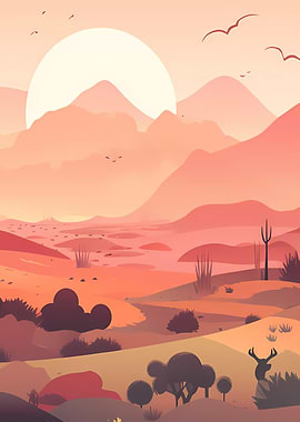 Desert Landscape at Sunset
