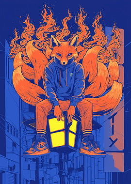 Nine-Tailed Fox in Urban Setting