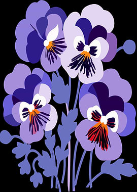 Stylized Pansy Flowers