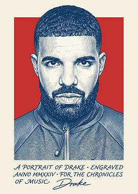 Drake Portrait Engraved Art