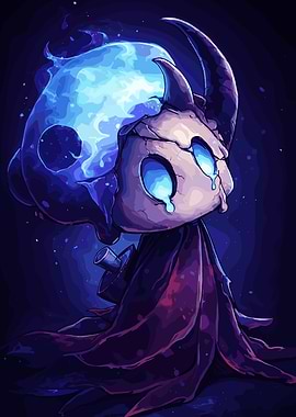 Hollow Knight Ghost with Blue Flames