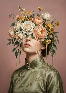 Surreal Floral Portrait with Drips
