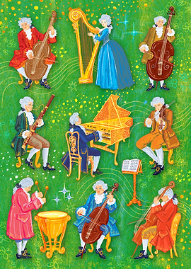 Baroque Musicians Playing Instruments