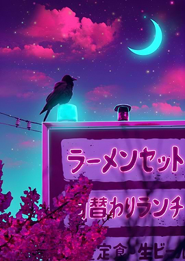 Cyberpunk Ramen Shop at Night