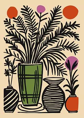 Mid-Century Modern Floral Still Life