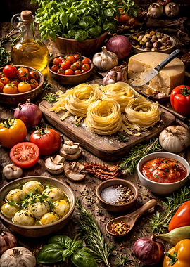 Italian Food Ingredients Still Life