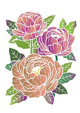 Gradient Peony Floral Design Rose Art