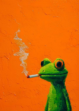 Frog Smoking a Cigarette