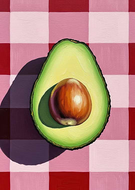 Avocado on Gingham Picnic Blanket