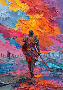 Knight in a Colorful Landscape