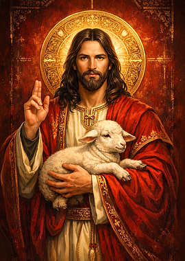 Jesus Christ holding a lamb