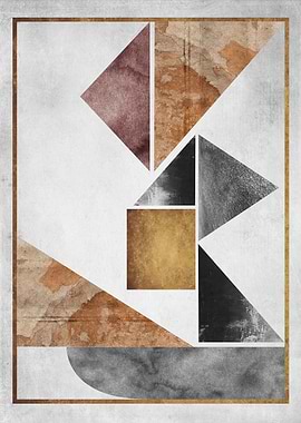 Geometric Abstract Art with Textured Shapes
