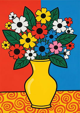 Bright Floral Arrangement in Yellow Vase