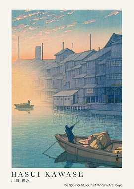 Hasui Kawase Tokyo River Scene