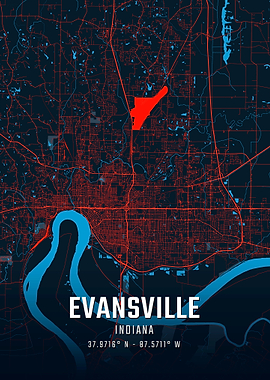 Evansville Indiana City Map