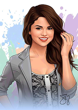 Selena Gomez Cartoon Portrait