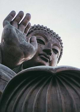 Giant Buddha Statue Blessing Hand and Face