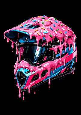 Donut Motocross Helmet – Surreal Sweet Racing Aesthetic Poster