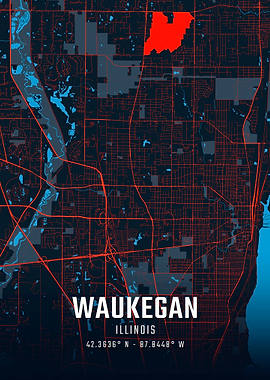 Waukegan Illinois City Map