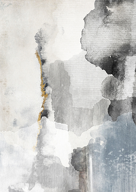 Abstract Watercolor with Gold Accent