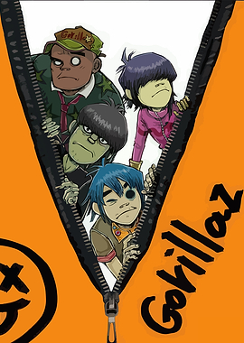 Gorillaz Band Peeking Through Zipper
