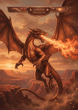 Copper Dragon Breathing Fire