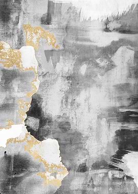 Abstract Gold and Gray Brushstrokes