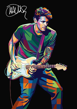 John Mayer Playing Guitar Pop Art