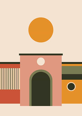 Abstract Geometric Architecture with Sun