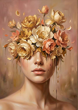 Woman with Flowers Over Eyes