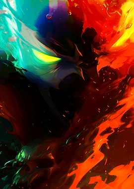 Fiery Demon with Glowing Eyes