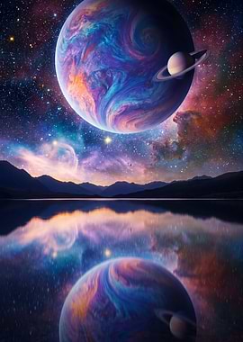 Cosmic Reflection of Planets and Nebula
