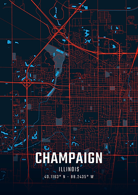 Champaign Illinois City Map