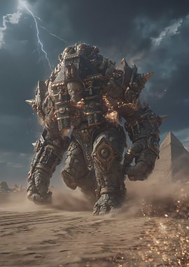 Egyptian Stone Golem in Desert Storm