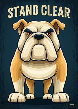 Stand Clear Bulldog – Funny Cartoon Poster
