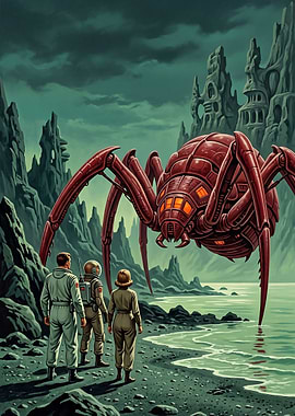 Astronauts Encounter Giant Spider Creature