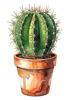 Watercolor Cactus in a Pot
