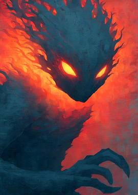 Fiery Demon with Glowing Eyes
