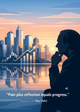 Man Reflecting on Cityscape and Financial Growth