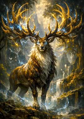 Majestic Stag with Glowing Antlers