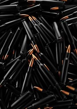 Pile of Black and Gold Bullets