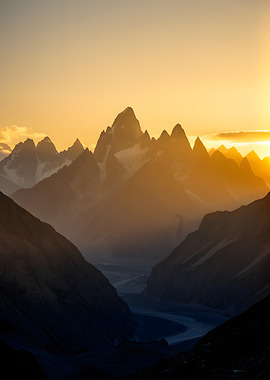 Majestic Mountain Range at Sunset