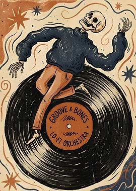 Skeleton Dancing on a Vinyl Record
