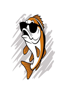Cool Bass Fish Wearing Sunglasses