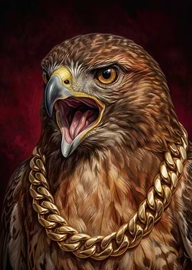 Hawk Wearing a Gold Chain