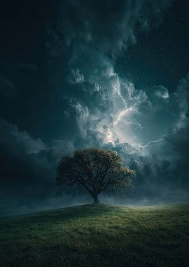 Lone Tree in a Thunderstorm